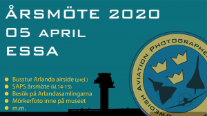 SAPS Årsmöte 2020 vid Arlanda den 5 april